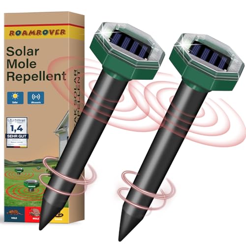 RoamRover Paquete de 2 Repelente Gatos Ultrasonido, Ahuyentador de Gatos Exterior, Puede Repeler Eficazmente Gato, Pájaros, Zorros, Mapaches, Conejos y Roedores(2)