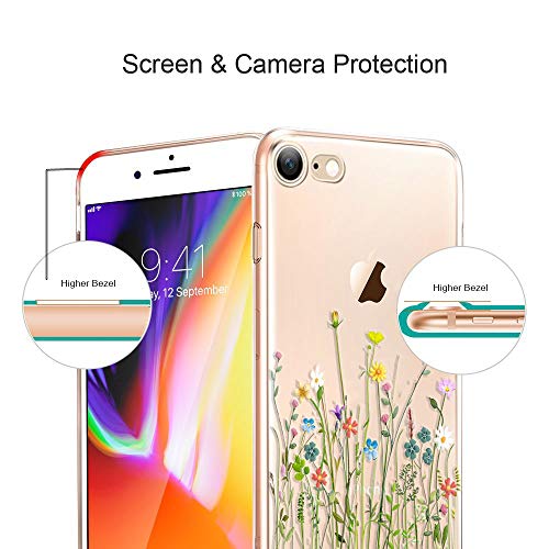 Unov Case For Iphone Se (2022) Iphone Se (2020) Iphone 8 Iphone 7 Case Clear With Design Embossed Floral Pattern Tpu Soft Bumper Shock Absorption Slim Protective 4.7 Inch (Flower Bouquet) #TOP3