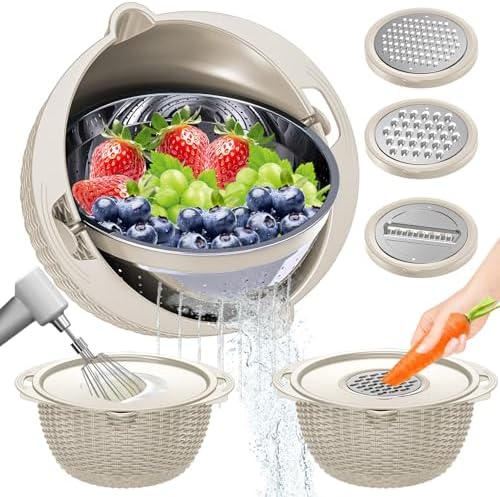 4-1 Colander with Bowl Set - Rotatable Colander for Kitchen (Pate...