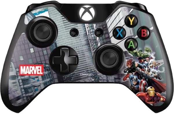 Skinit Decal Gaming Skin Compatible with Xbox One Controller - Officially Licensed Marvel Avengers Blue Logo Design