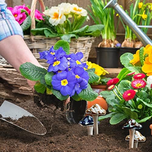 LTHERMELK 5 Pcs Colorful Garden Mushrooms Ceramic Mushrooms Toadstools, Outdoor Garden Statue Pots Decoration Pottery Ornament for Garden Yard Lawn Décor