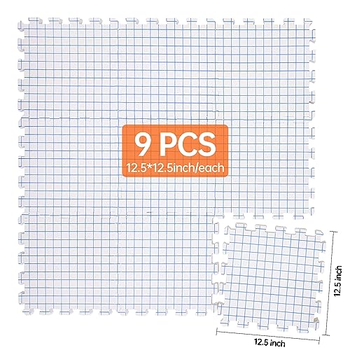 Image of Iswabard Blocking Mats for Knitting & Crochet Projects Crochet Blocking Board 9 Pack, Thickness 0.7 inches,150 T-Pins and 1 Storage Bag, Blocking Board for Crocheting Knitting Blocking Mats and Pins