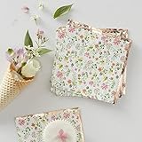 Servilletas florales laminadas de oro rosa, vajilla perfecta para cualquier té de la tarde o picnic.