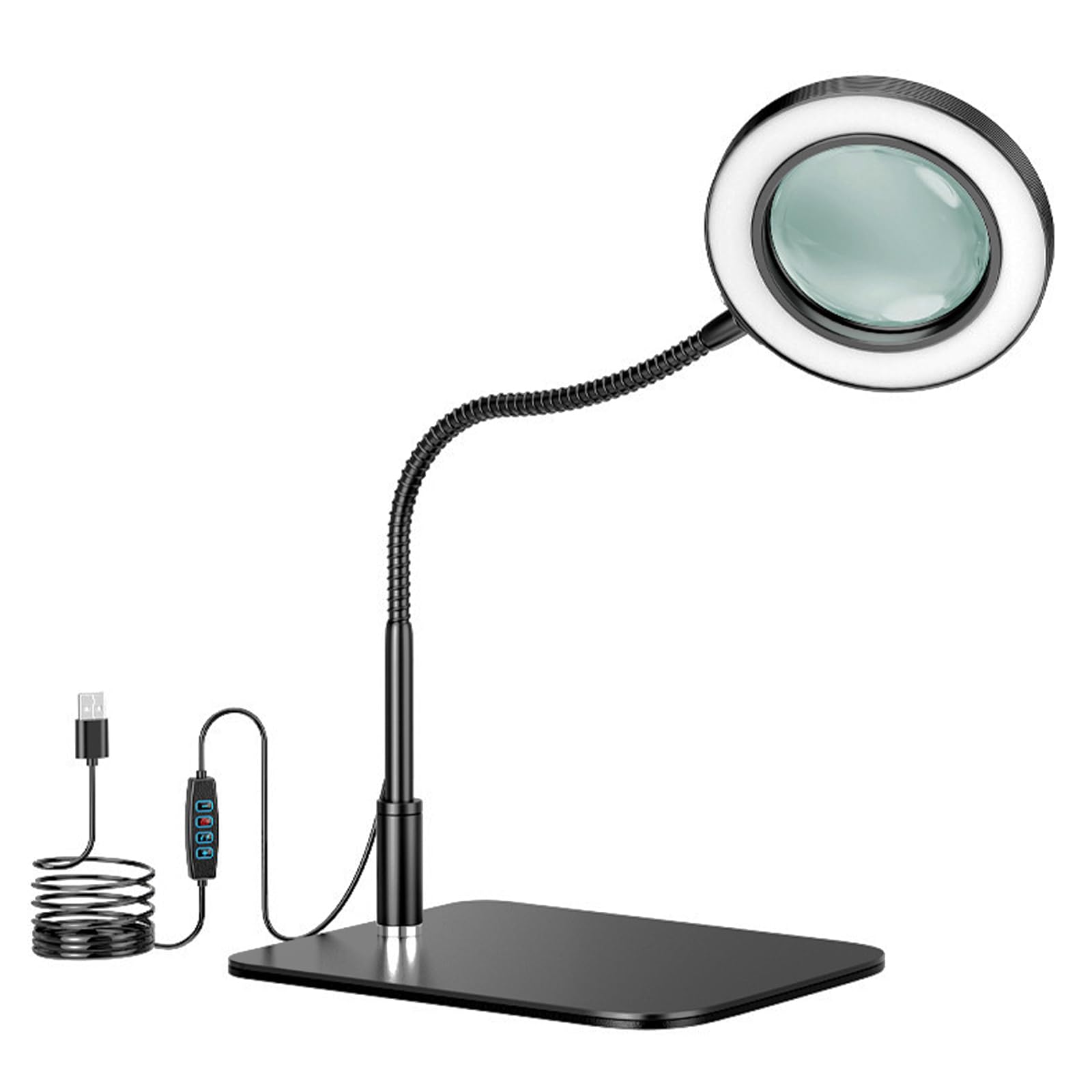 Nvoqilin 20X Led Magnifier Lamp Featuring Storage Area And 5% Dimmer For Painting Drawing Small Objects Miniature Painting Magnifier