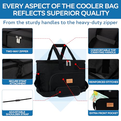 Image of Portable Soft Cooler Bag - 24 /60 Can Insulated Camping Cooler, Leakproof Collapsible Soft Sided Cooler for Drink, Suitable for Picnic, Beach, Outdoor, Lunch, Work, Ice Chest