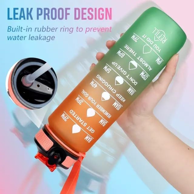 Image of Water Bottles Sipper Bottle For Adults, Kids,Unbreakable Motivational Water Bottle Time Mark Sipper With Straw & Time For Gym Office School Home Water Bottle for Kids