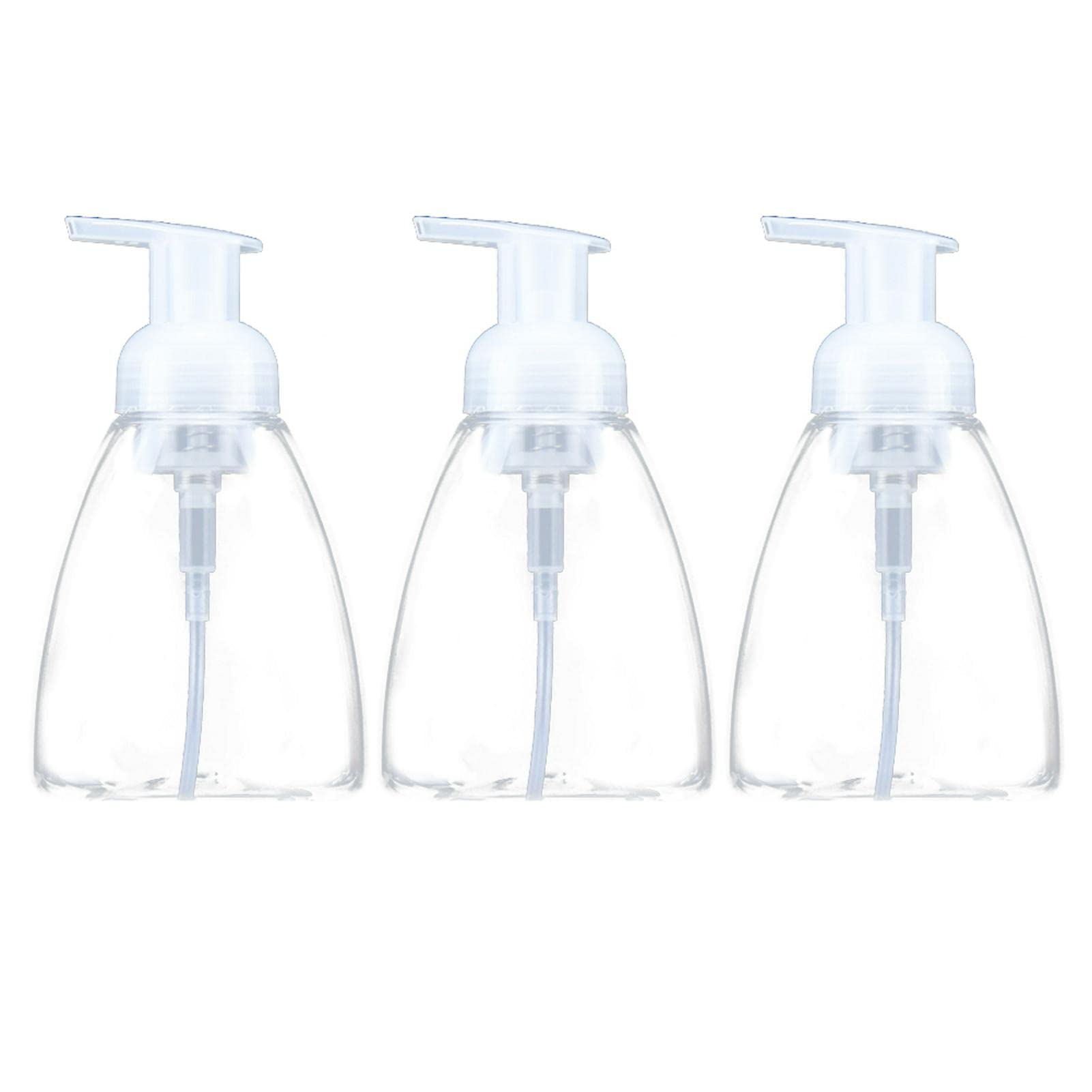 Xiaokeis3 Pack Foaming Soap Dispenser Pump Bottles, Oval with White Pumps Empty Refillable Plastic Container for Liquid Soap, Perfect for Liquid Soap Foaming Hand Soap on Bathroom(Clear)