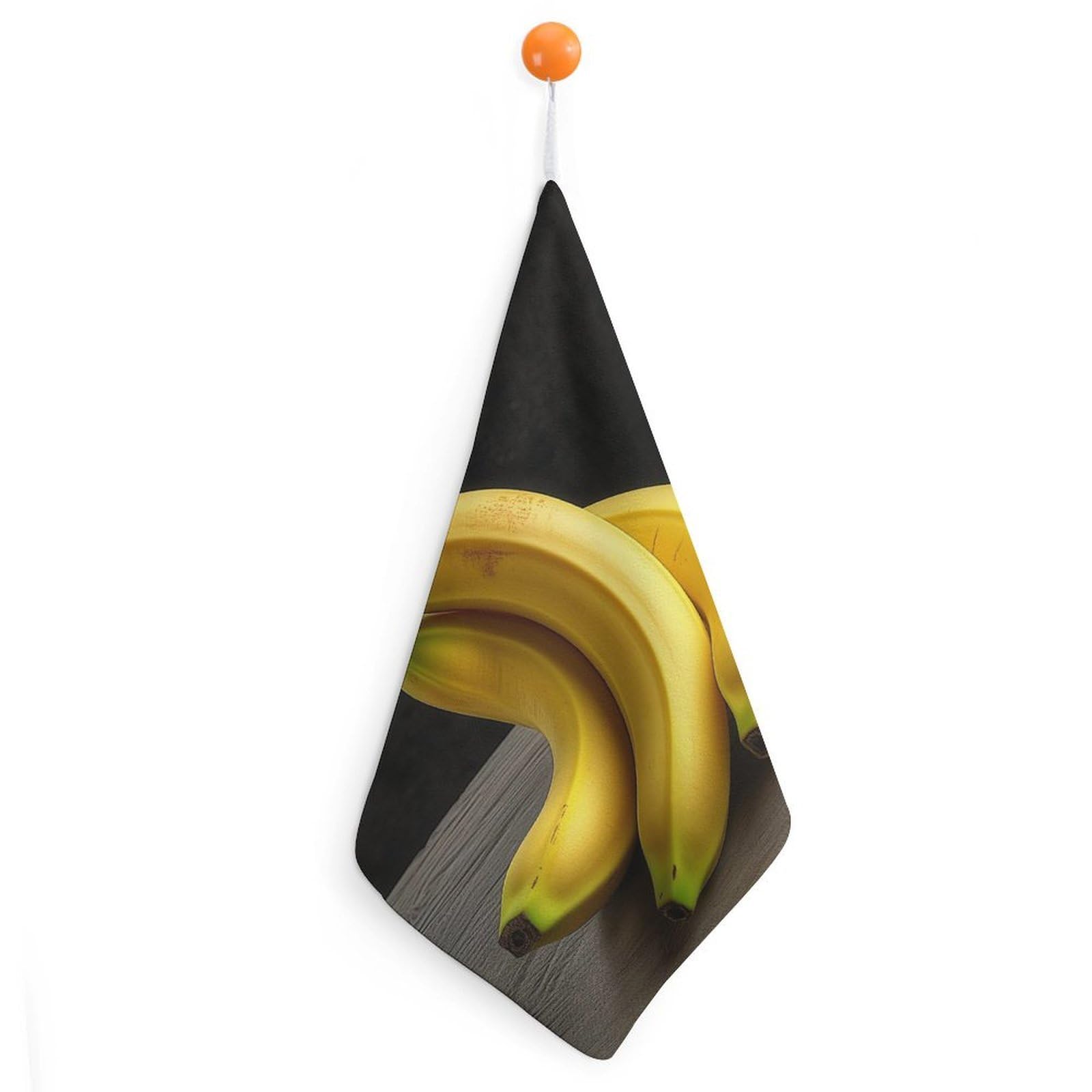 QMNLKH Yellow Banana Hand Towels for Kitchen, Quick Dry Hanging Hand Towels with Loops, Absorbent Hand Towel for Bathroom, Square Soft Microfiber Towels for Gym, 11.8inch 1PCS