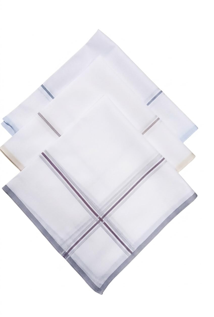 PREMIUM MENS HANKIES- 3 PC SET - 100% COTTON- FEATHERLITE-image-43