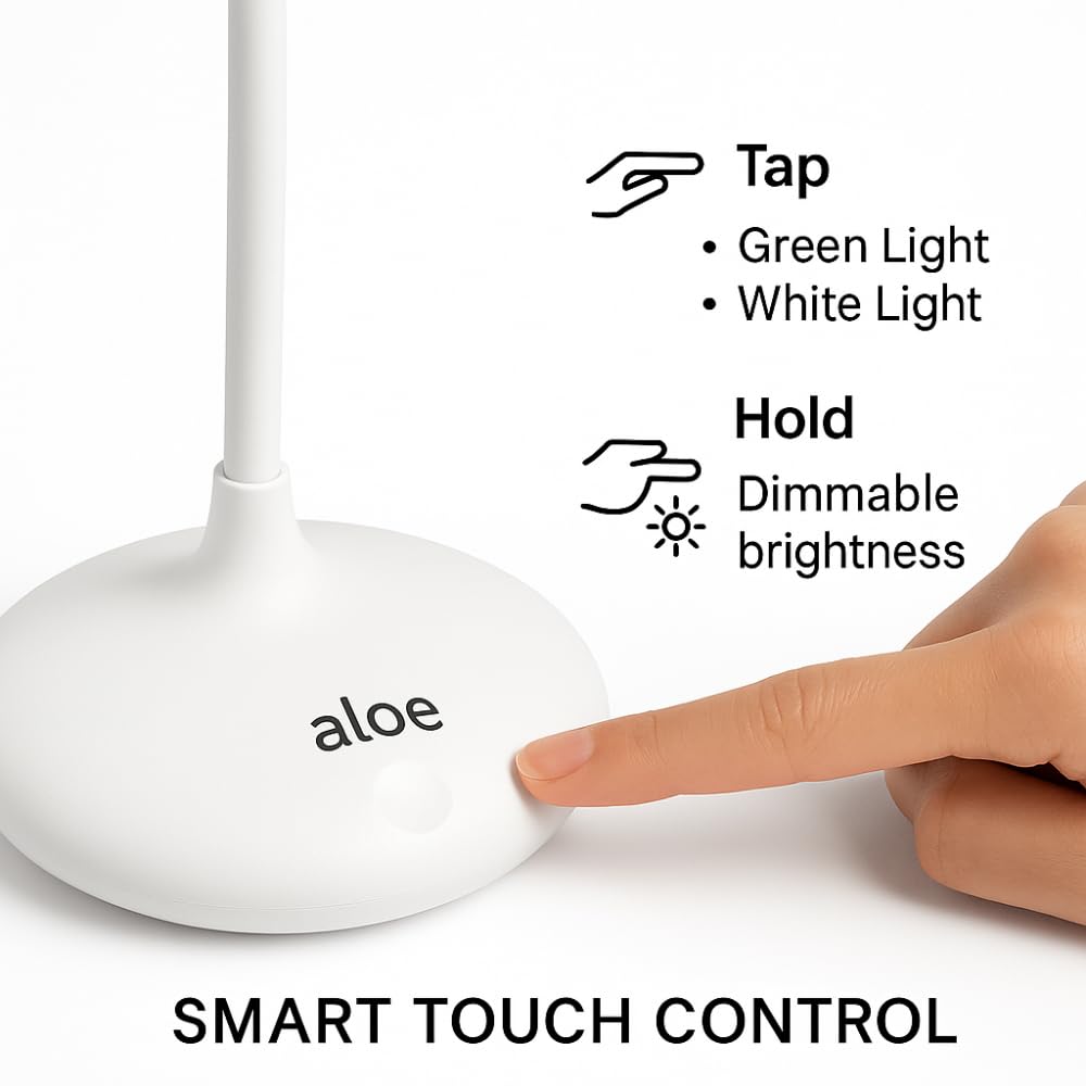 Terapia de luz verde para aliviar la migraña, la ansiedad y el insomnio, lámpara de escritorio inalámbrica de 16 pulgadas, doble blanco y LED de 520 nm con brillo ajustable, recargable por USB y ayuda