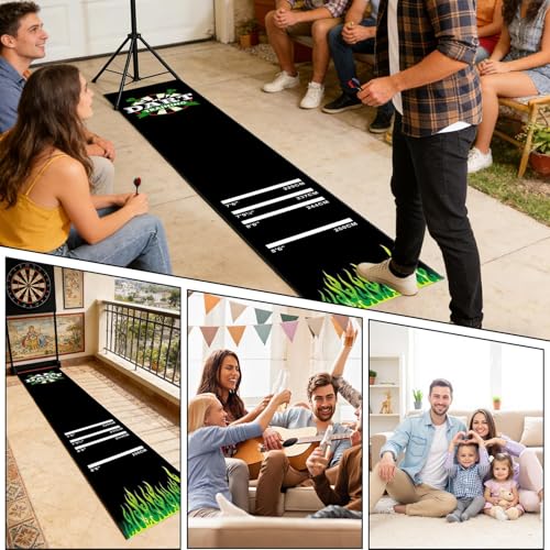Tapis pour fléchettes réversible de 300x34cm avec 4 distances de lancer