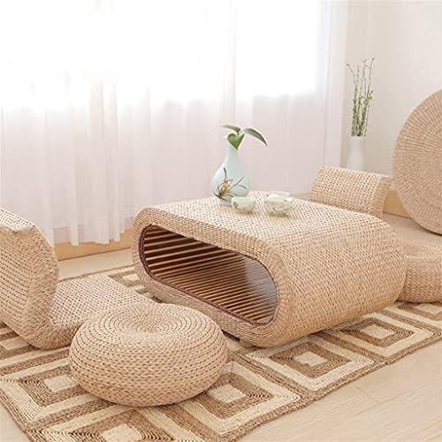 Miniatura 2 de Tatami - Mesa de té, mesa de café, paja de ratán de madera moderna, estilo japonés, 23.6 x 17.7 x 13.8 in, beige