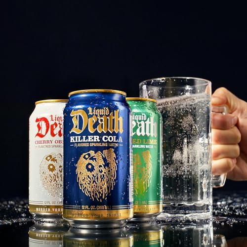 Liquid Death Soda-Flavored Sparkling Water - Cherry Obituary, Less Sugar*, Huge Flavor, No Caffeine, No Artificial Sweeteners, 12 Fl Oz (Pack of 12) - 3