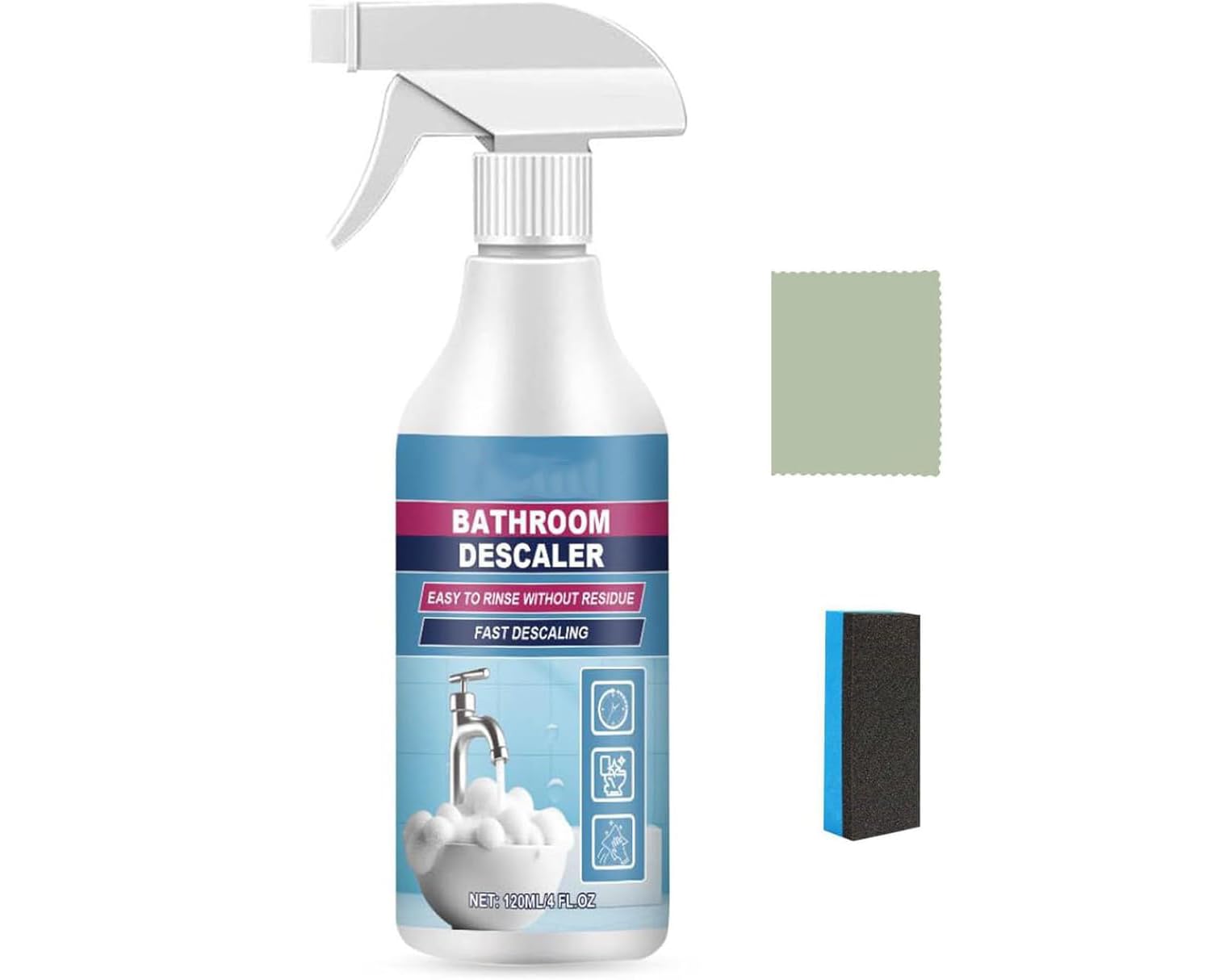 Bathroom Descaler Cleaner, Bathroom Descaler Foam Cleaner, Stubborn Stains Cleaner, All-Purpose Bathrooms Descaleres Foam Spray, for Bathrooms Toilet Bath Shower Glass Sink Tub Bathtub (1Pcs, 4oz)