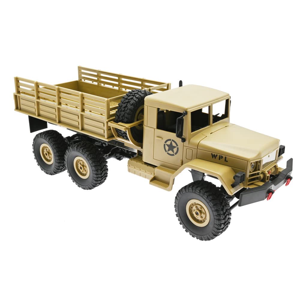 RC Truck RTR 6WD Militär LKW WPL B-16 1:162.4GHz Off-Road Crawler Car Buggy Lastwagen Ferngesteuertes Militärfahrzeug (Khaki)