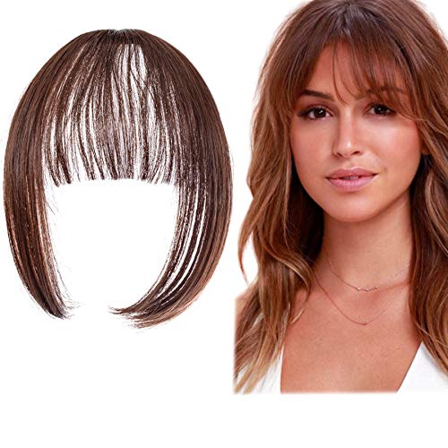 Qunlinta Clip in Bangs Hair Extensions One Piece in Fringe Bangs Hairpiece Synthetic Hair Accessories For Women Light Red Brown
