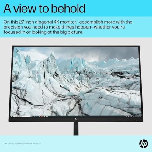 Image of HP E27k G5 27 inch 4K UHD IPS USB-C Monitor with 5ms Response Time, Anti Glare, VESA Mount (100mm), Flicker Free, Displayport, HDMI & Dockztorm USB Port Expander, Black /Silver Color (6N4C4AA#ABA)