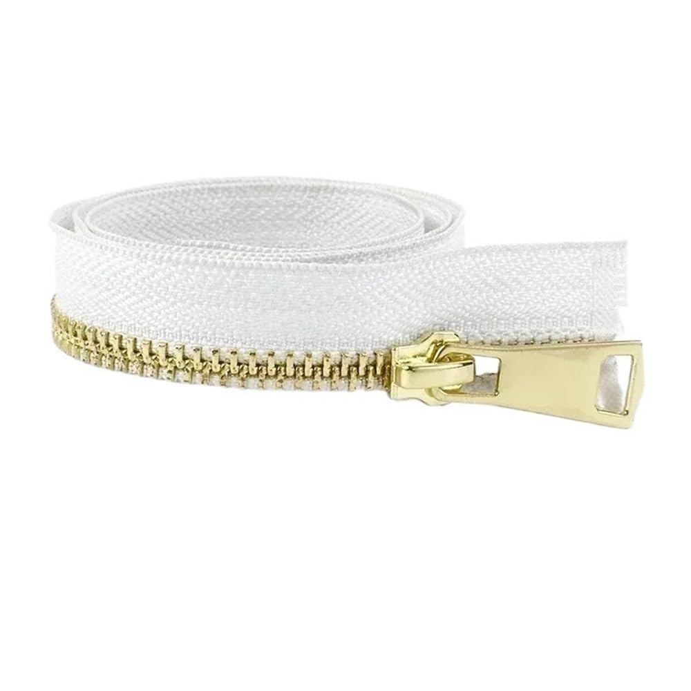 DIY Craft Zipper 2pcs 5# Metal Zippers Length 15cm-80cm, Precision Close-End Auto Lock Zips for Sewing Crafts Projects(White Gold,15cm)