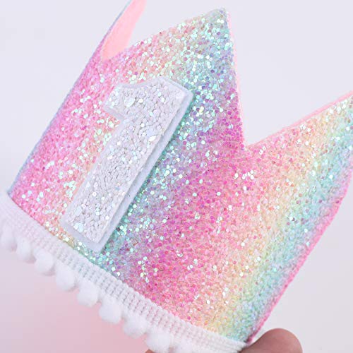 Baby 1St Birthday Rainbow Hat - First Birthday Crown Hat, Baby Birthday Photo Props, Mini Rainbow Crown Party Decorations, Pastel Rainbow Hat #TOP5