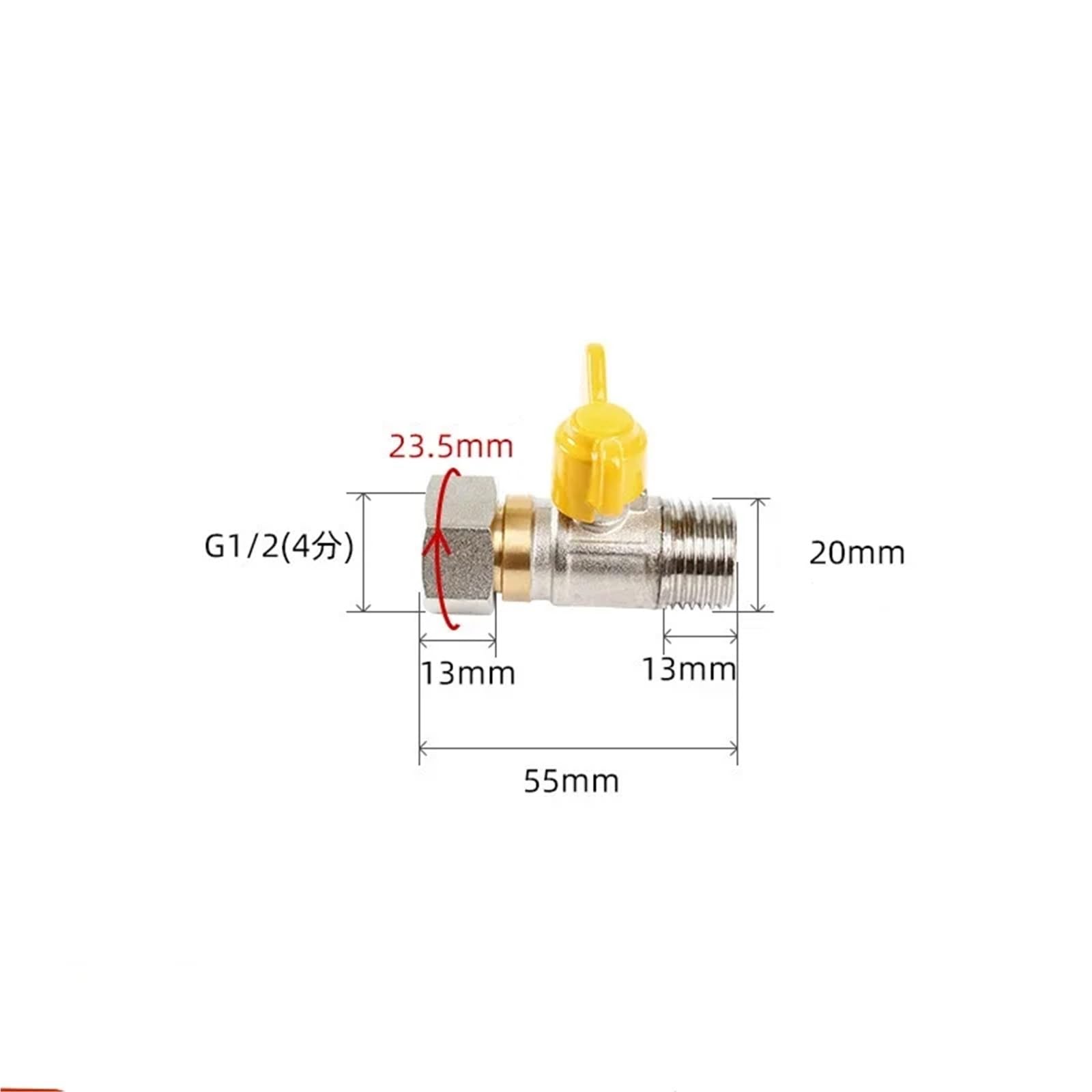 Messing-Kugelhahn for Kompressoren – 1/2 Zoll und 3/4 Zoll Gewindeanschluss männlich auf weiblich – langlebiges Absperrventil – 1 Stück(Yellow,3/4inch)