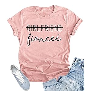 Girlfriend Fiancee T Shirt Women Funny Letter Print Tees Shirt Summer O Neck Tops (M, Pink)