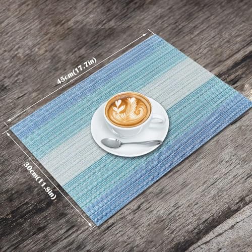 Image of GDNK Washable PVC Heat Resistant Colorful Place Mats for Kitchen Dining Table Mates Washable Heat-Resistant for Dining Table (4 Pack) (Blue)