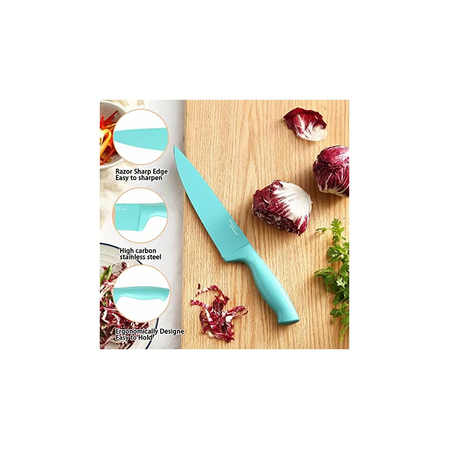 Marco-Almond-Kitchen-Knife-Set-MA24-14-Pieces-Stainless-Steel-Knife-Block-Set-Chef-Teal-Knives-Sets-for-Kitchen-with-White-Block Marco Almond® Kitchen Knife Set MA24, 14 Pieces Stainless Steel Knife Block Set, Chef Teal Knives Sets for Kitchen with White Block