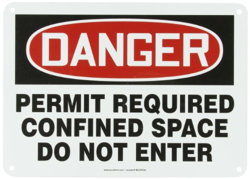 Panneau danger espace confiné aluminium Accuform MCSP058VA signalisation 10x14