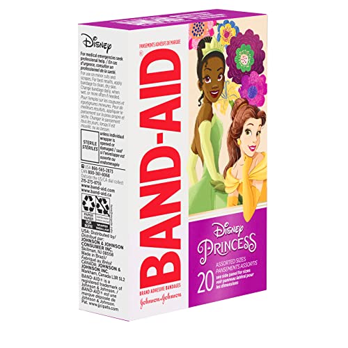 Image of Band-Aid Brand Adhesive Bandages for Minor Cuts & Scrapes, Wound Care Featuring Disney Princess Characters, Fun Bandages for Kids and Toddlers, Assorted Sizes, 20 Count (Pack of 2)