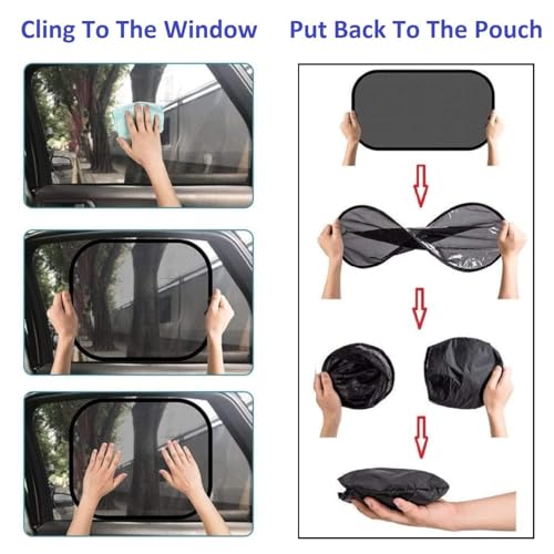 Image of Car Side Windows Universal Fit for Car Sun Shade (Black) (Pack of 4)