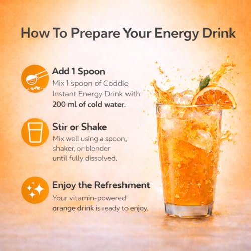Image of Coddle Orange Instant Energy Drink Powder 900g Refill Pack | Instant Glucose Energy Drink | Electrolyte Hydration Powder | With Vitamin C, B3, B6 & B12 | Instant Energy, Immunity & Summer Hydration | Refreshing Orange Flavour