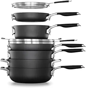 Calphalon Select Space-Saving Hard-Anodized Nonstick 9-Piece Cookware Set, Gray