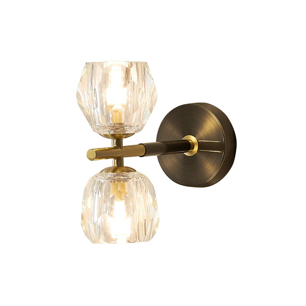 SMCCYYSD Modern Crystal Wall Lamp with Double G9 Lighting Fixtures for Bedroom Living Room Study Corridor Black/Gold