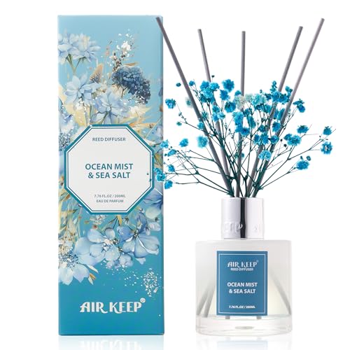 Image of Airkeep Reed Diffuser Set /Ocean Mist&Sea Salt /6.76 fl oz(200ml) /1 Pack /Home & Office Decor Aromatherapy Diffuser Oil Gift Set