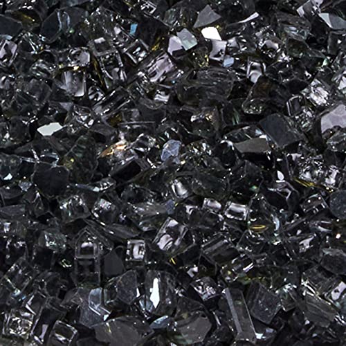 Duluth Forge 14RBLKGM premium reflective black fire glass