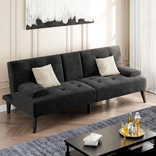 Catálogo para Comprar On-line Sofa Cama Con Portavasos los 10 mejores. 49 Shintenchi - Sofá Cama de futón, sofá Plegable de Terciopelo, Cama reclinable con reposabrazos extraíbles, sofá tapizado con portavasos Plegables para el hogar, la Oficina...