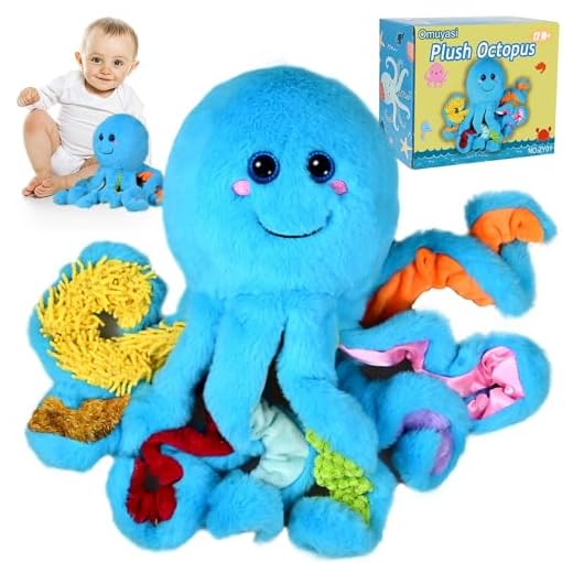 Pulpo de Peluche para Bebés, Juguete Sensorial Montessori con 8 Tentáculos Texturizados, Regalos para Niños de 1-9 años, para Babyshower, Juguetes para Autismo
