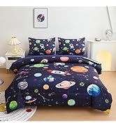 Twin Bedding Sets for Boys Space Bedding 5 Pieces,Teen Boy Bedding Space Ship Galaxy Bedding Twin...