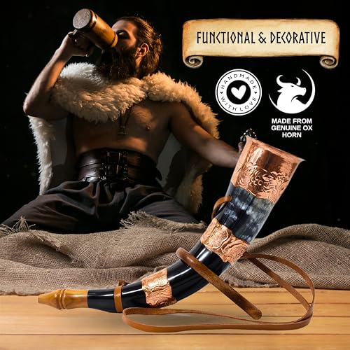 image for ZAHANAARA Viking Blowing Bugle with Stand – Handcrafted Ox Horn and 