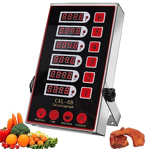 La Mejor Selección de Cronometro de Cocina , tabla con los diez mejores. 44 LOJAX Temporizador de Cocina Comercial Digital, 6 Canales, Recordatorio de Reloj Múltiples Eventos, Acero Inoxidable, Alarma de Volumen Ajustable