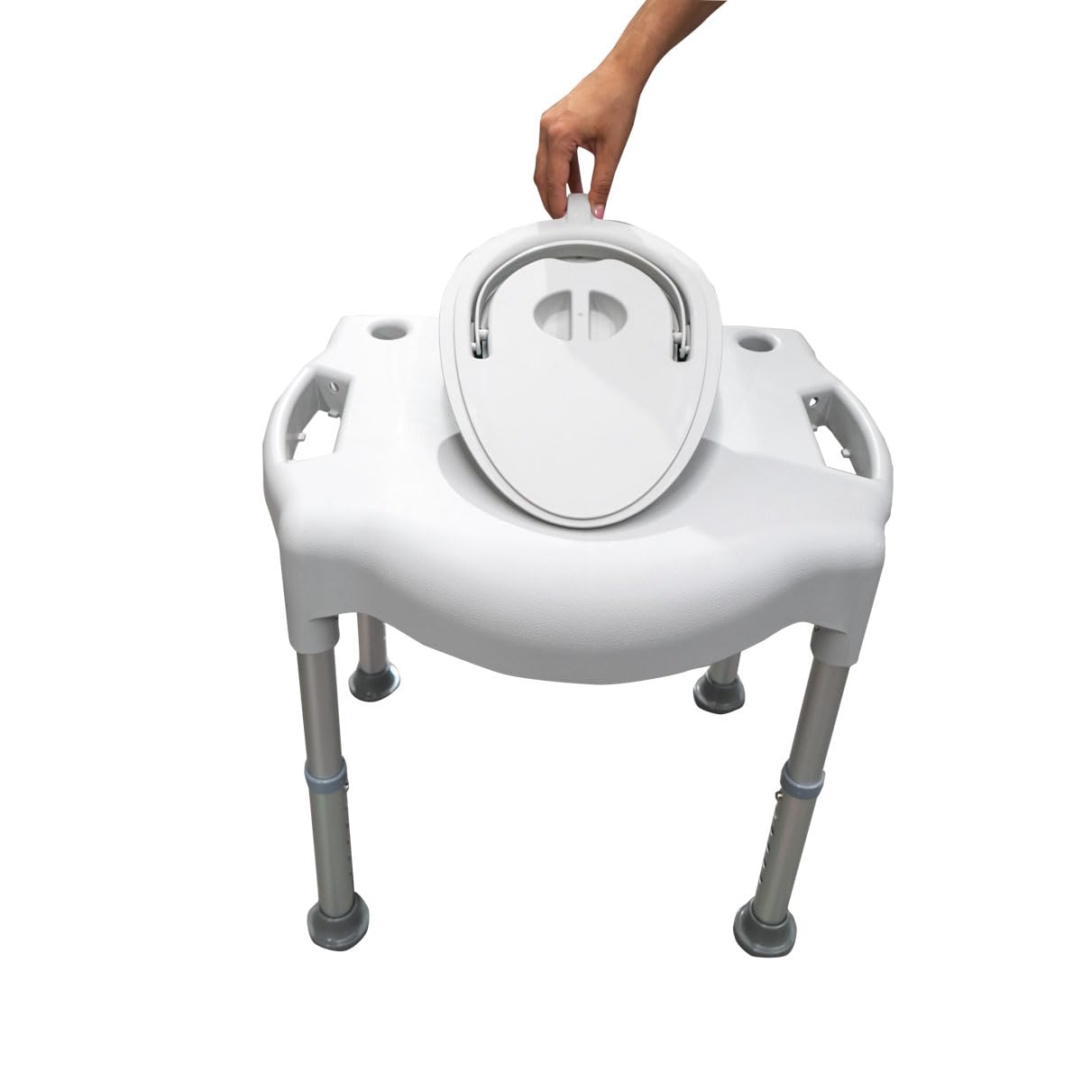 Sedia Comoda per Doccia in Alluminio con Altezza Regolabile – Seduta Ergonomica con Schienale e Braccioli Removibili