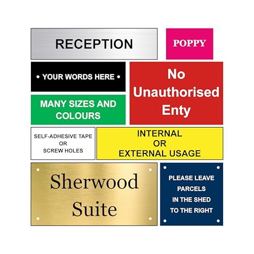 Customised Print - Custom Engraved Sign Personalised Plaque Door Name Plate Choice of Fonts Choice of Colours No Fixings Self-Adhesive or Screw Holes