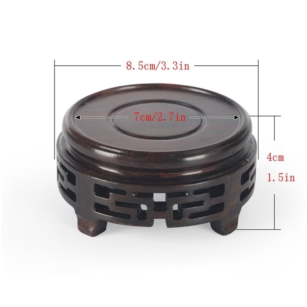 ENGENDER Piédestal de Bonsaï Bois Massif Fond Rond Grain de Bois Petit théière Vase bonsaï bonsaï en Pot Jade Bouddha Statue décoration présentoir Présentoir de Vases (Size : 3.35in)