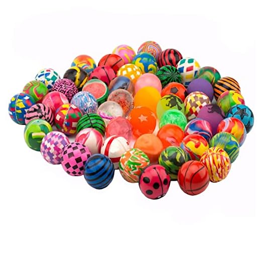 OBTANIM 50 Pieces Colorful Bouncy Balls Bulk Mixed Pattern High Bouncing Balls for Kids Party Favors, Prizes, Birthdays Gift (27 mm)