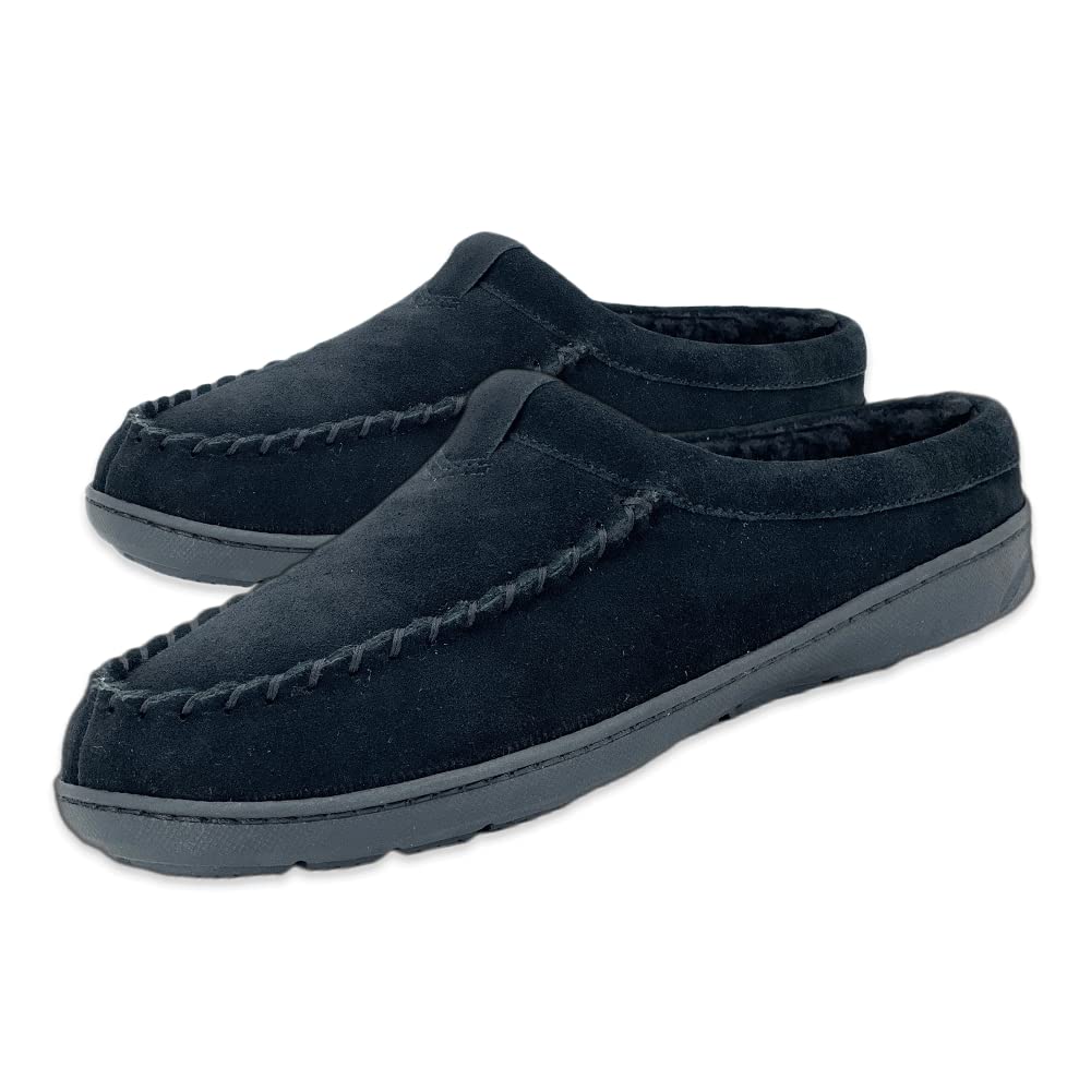 Clarks Men's Open Back Suede Sherpa Lined Clog Slippers, JMH2062 - Indoor/Outdoor Slip-Ons - Comfy & Durable Slides With Soft Plush Lining Cushioned Footbed & Gripped Rubber Outsoles - Shoes