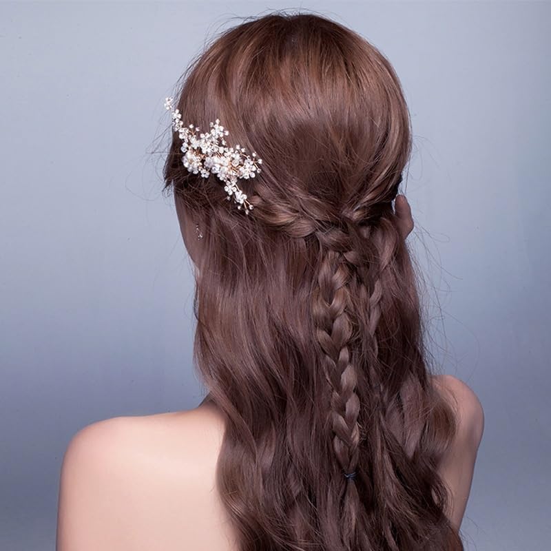 Alloy Handmade Bridal Rhinestone Flower Hair Comb image 5