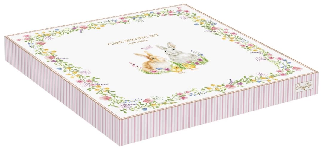 COFFRET PLAT A TARTE Ø 32CM AVEC PELLE EN PORCELAINE HAPPY EASTER
