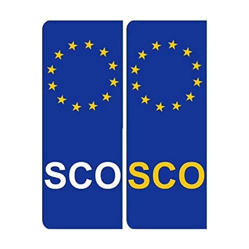 Number Plate Vinyl Stickers United Kingdom Scotland - EU Flag - SCO - 2 x set of 2 by Party Decor