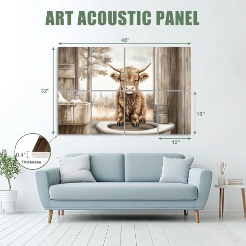 Pack de 8 paneles acústicos decorativos de arte, absorbentes de sonido, adhesivos, 48"x32", fibra de poliéster, para estudios y oficina miniatura 2