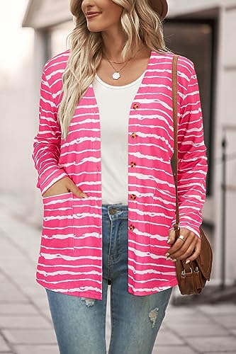 Image of ULTRANICE Women's Cardigan Sweaters Lightweight Long Sleeve Open Front Knitted Button Down Cardigans Tops with Pockets